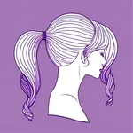 wig of long purple dual ponytails with hair buns image